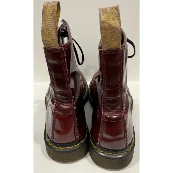 DR. MARTENS The Original Red Lace-Up Boots Moto Combat Unisex Size 8 - Picture 3 of 8